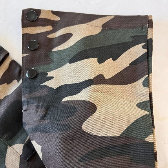 Boohoo Mens Pants Mens S Khaki Camo Cargo Twill‎ Popper Hem Casual Pants - Picture 9 of 12